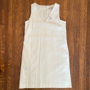 White Vneck Shift Dress